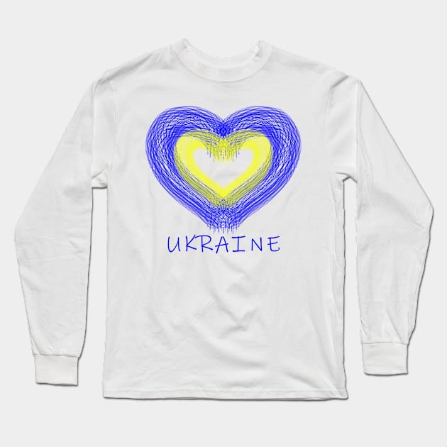 Support Ukraine Ukrainian Flag Heart Long Sleeve T-Shirt by Ankerd